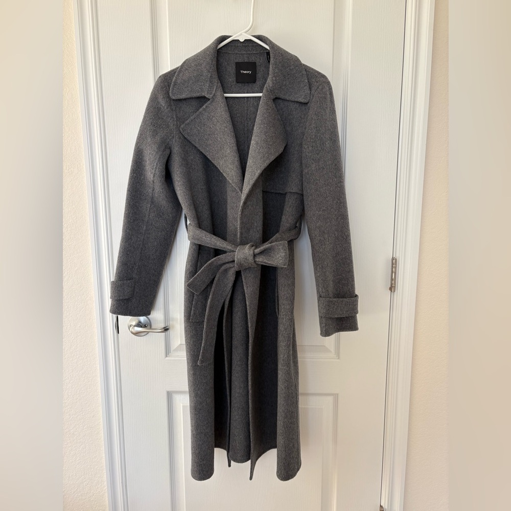 Theory Women's Charcoal Belted Trench Coat